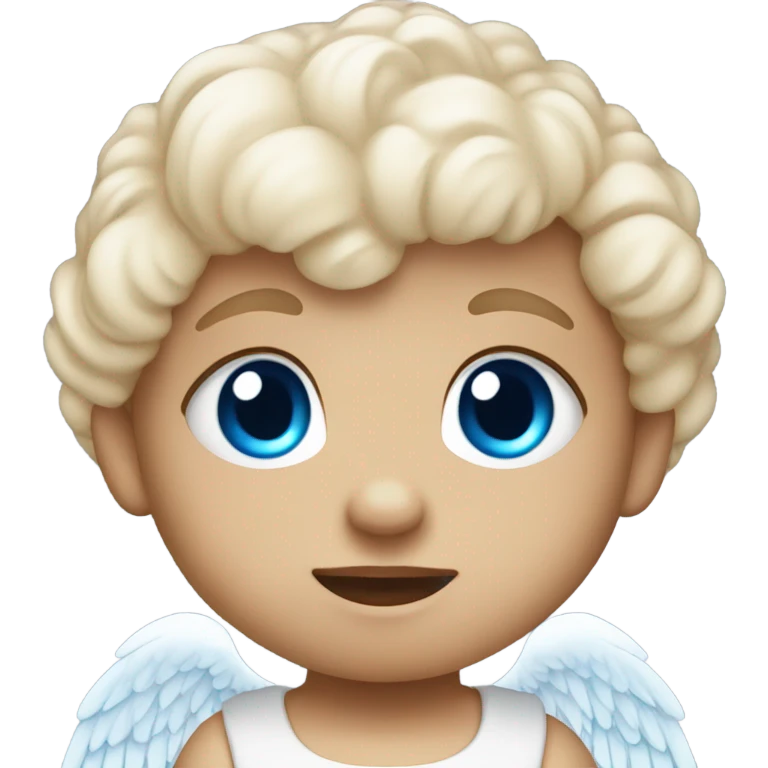 Cute baby Angel with blue eyes and hands under chin emoji
