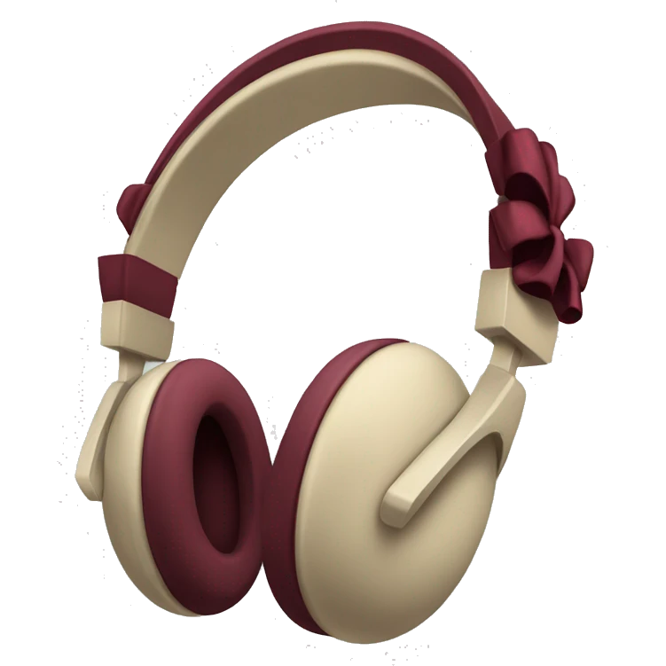 beige headphones with burgundy bow emoji