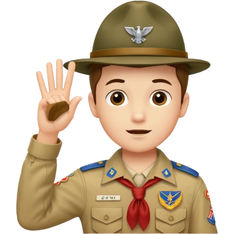 boy scout performing a three-finger salute emoji