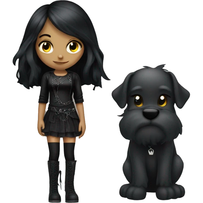 goth girl with bamgs emoji