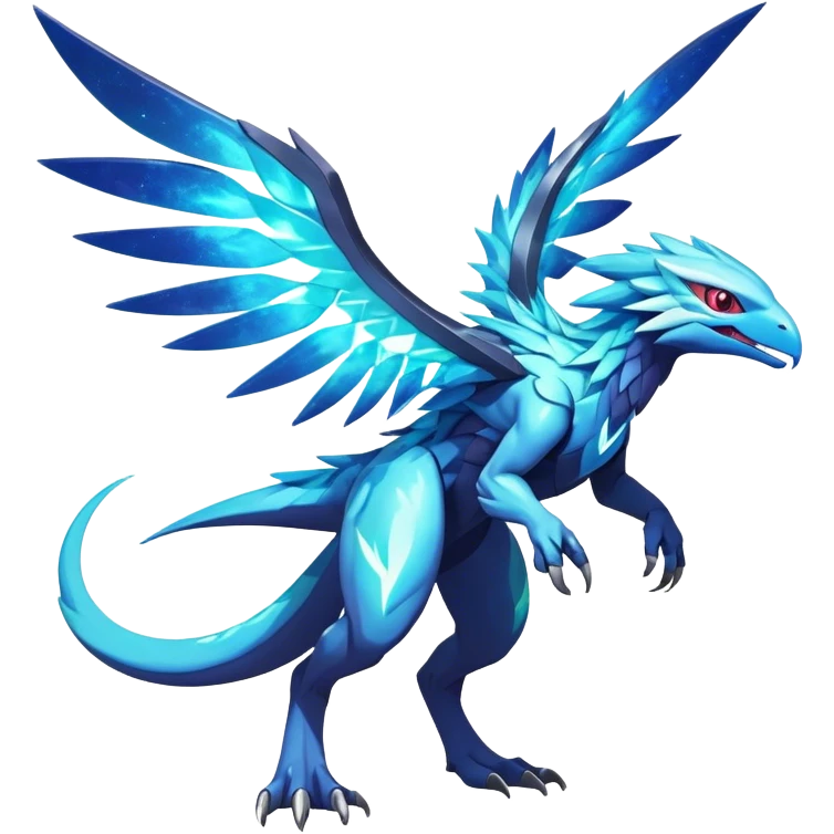 Shiny Futuristic Celestial Magical Ethereal Godly Divine Nebula-Fakemon-Pokemon-Digimon-Spectrobes-Raptor-fusion, full body emoji
