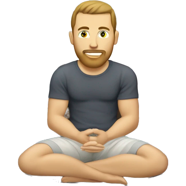 vacation in a circle with caucasian man  meditating at home laptop sticking out backpack emoji