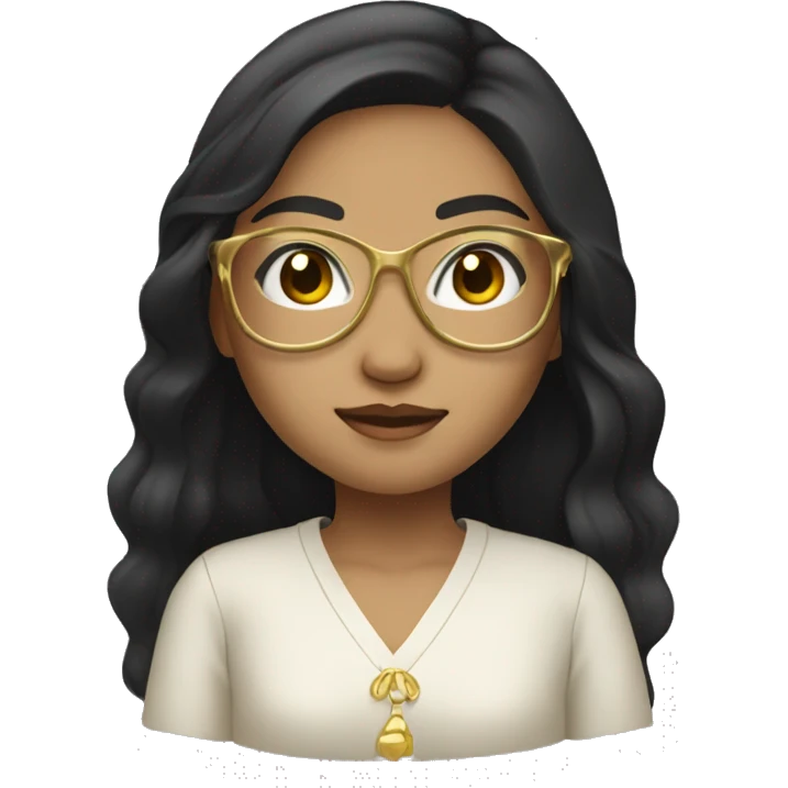 filipina with black long hair black eyes with gold glasses  light skin emoji