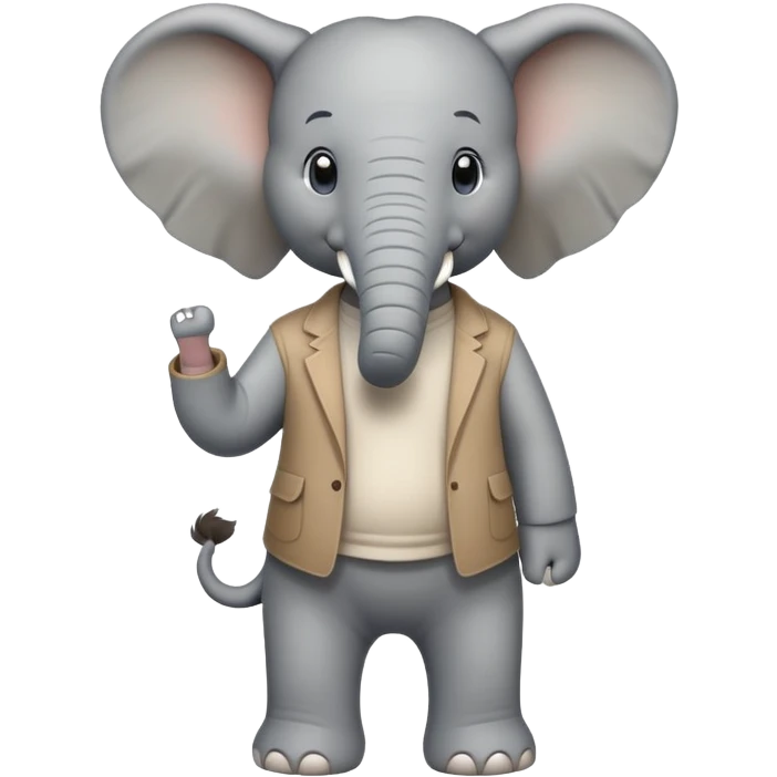 elephant character in casual clothes upright pose emoji