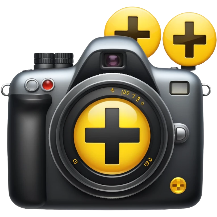 a camera with a yellow plus inside emoji
