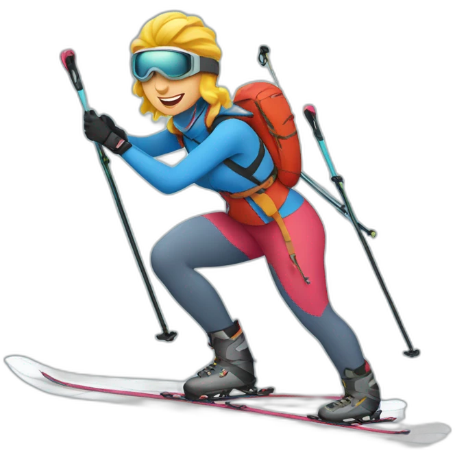 super woman back country skiing emoji