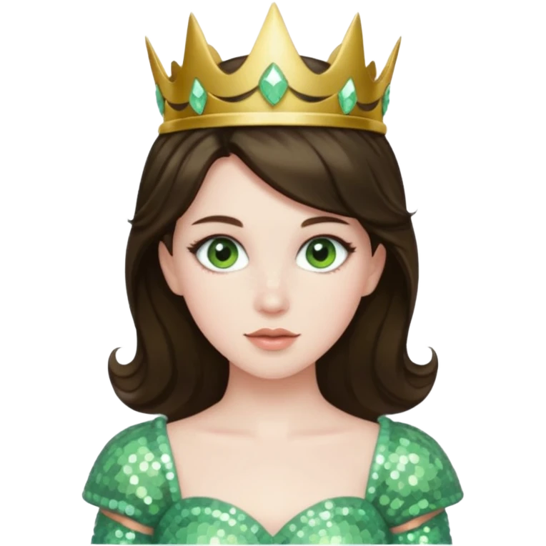 Princess Ozma from Oz with long brunette hair, pale green sequin outfit emoji
