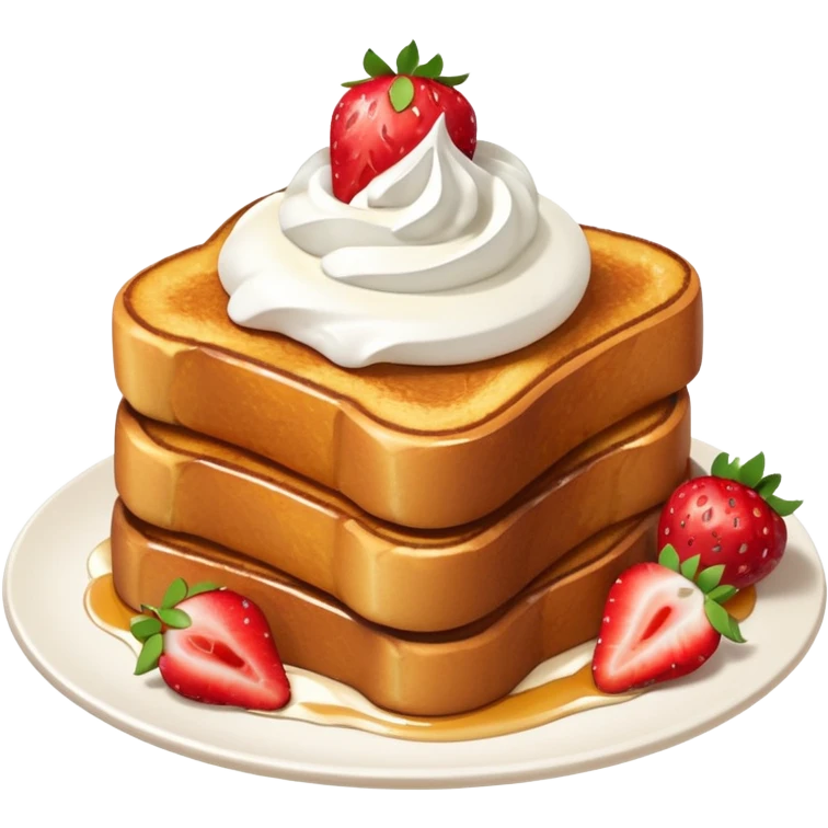 French toast with strawberry on top and whipped cream emoji