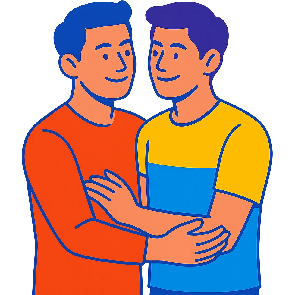 asian gay couple, colorful illustration vibrant colors emoji