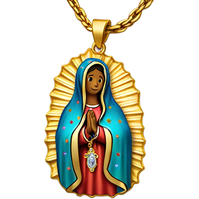 Gold chain Virgen de Guadalupe emoji