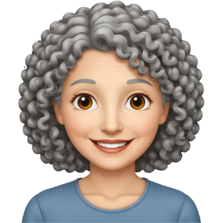 Femme 53 ans cheveux gris frisés  emoji