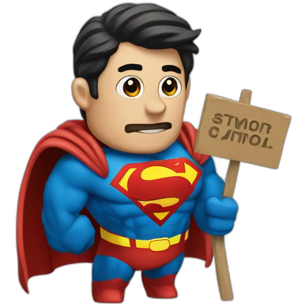 Superman con un cartel emoji