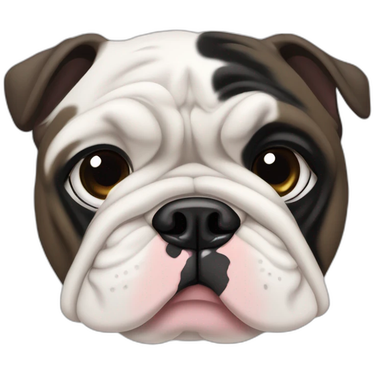 Bulldog francés macho blanco con mancha negra en un ojo emoji