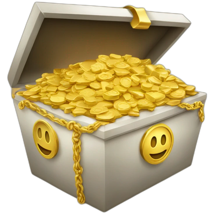 Pièce d'or dans un coffre avec des joyaux emoji