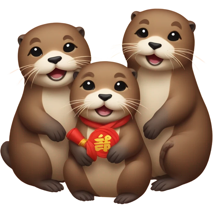 Otters on Korean Lunar New Year emoji
