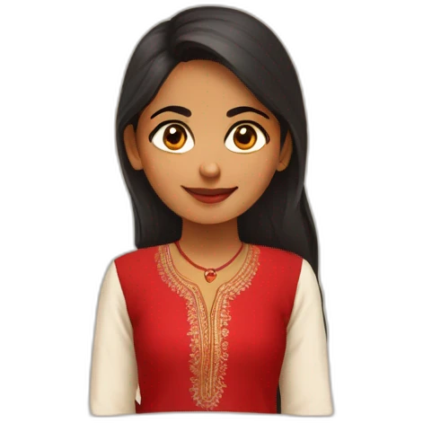 indian girl wearing full sleeve blood red kurti emoji