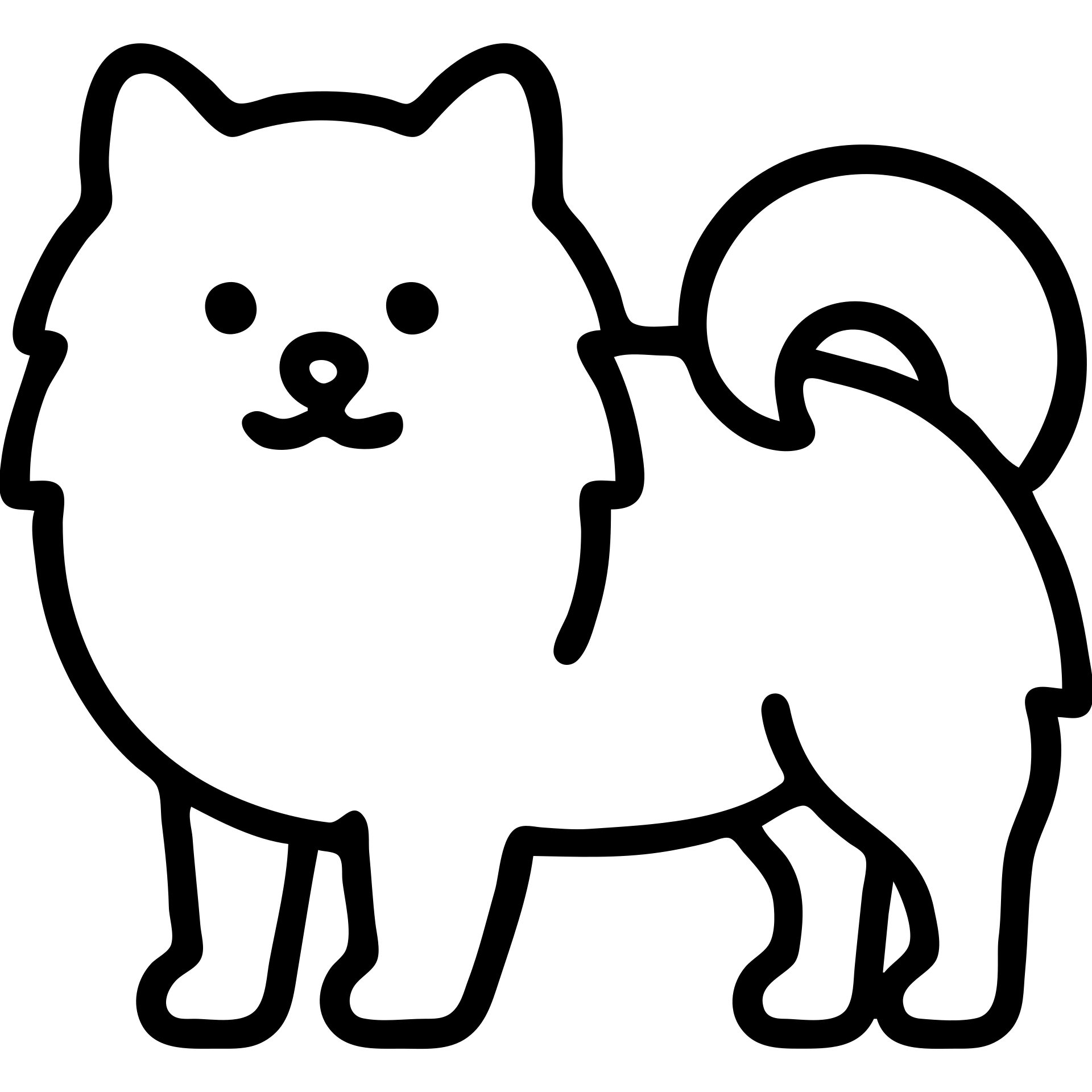 Pomeranian dog, hand-drawn black outline icon emoji