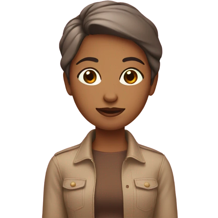 a girl with brown shoulders short hair and who wear something pink  emoji