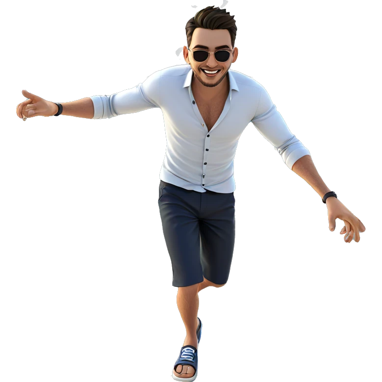 smiling man at the beach emoji