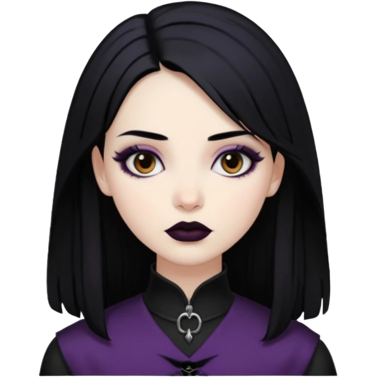 Goth girl black hair brown eyes emoji