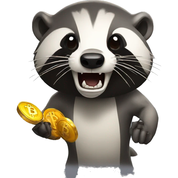 angry badger holding bitcoin emoji