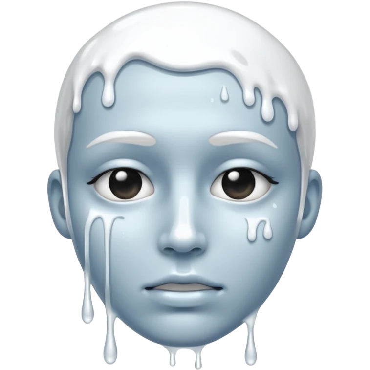 White liquid dripping from face  emoji