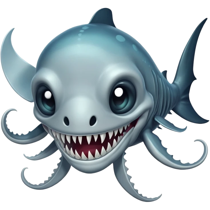 Happy Reaper Leviathan from Subnautica, underwater creature with mandibles, cheerful expression emoji