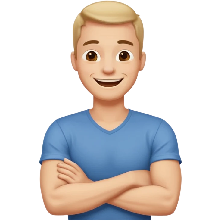 Arms crossing man neck laughing emoji