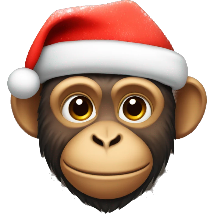 Monkey wearing Christmas hat emoji