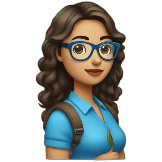 Mujer joven morena con gafas y pelo azul emoji