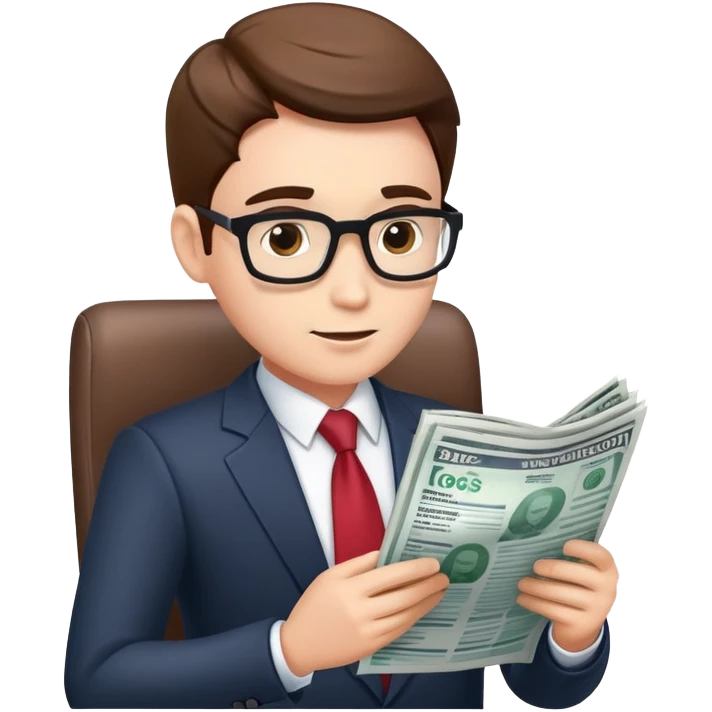 Business person reading financial news emoji