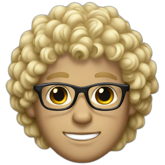Blond man curly hair crystal glasses emoji