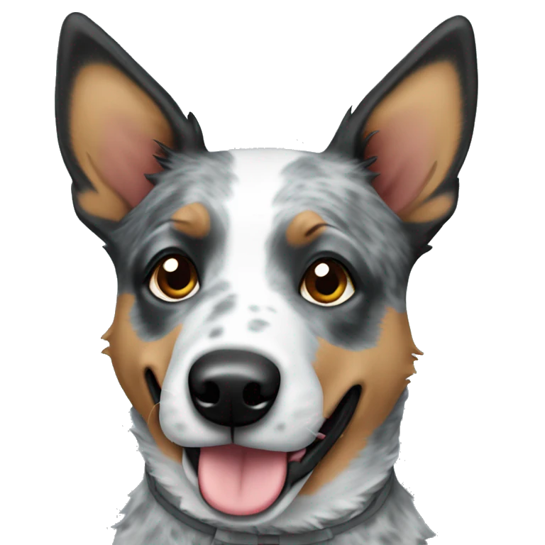 blue heeler with one ear up and one ear bent emoji