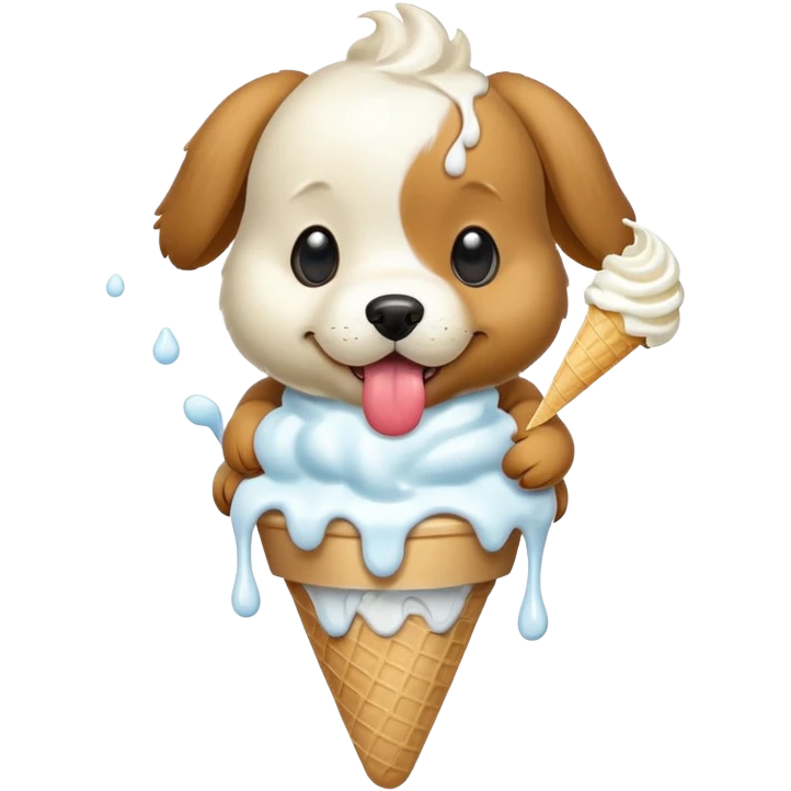 Flying puppy eating ice cream emoji