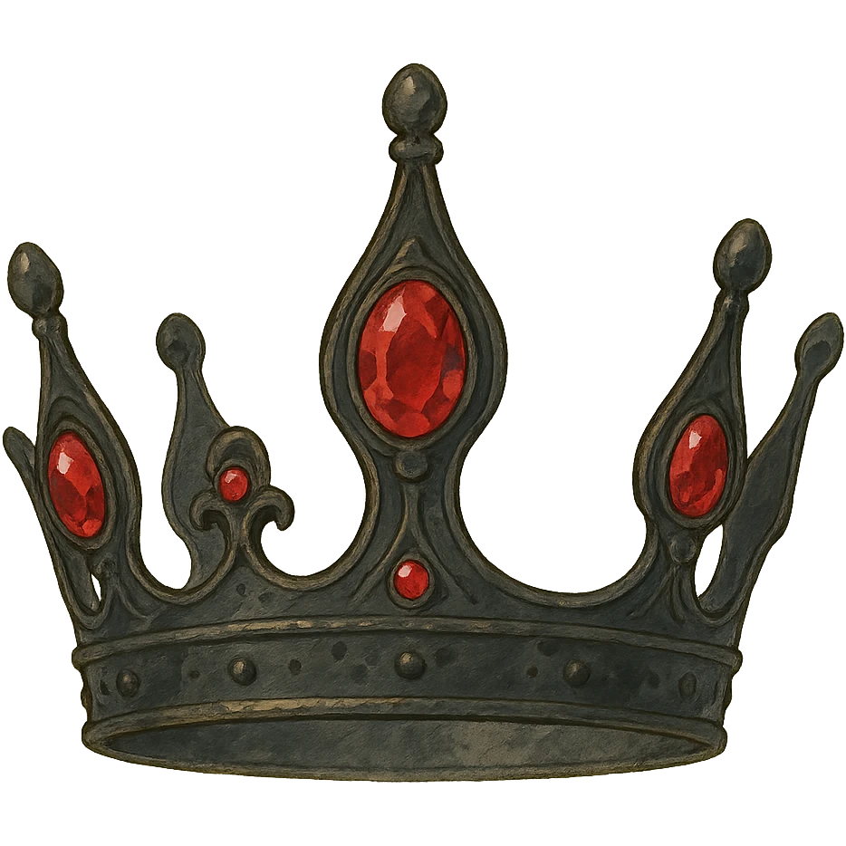 realistic black crown with red gems emoji