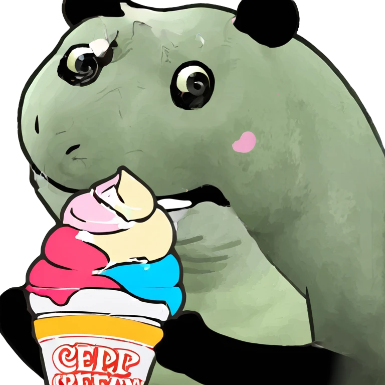 Panda eating ice cream emoji