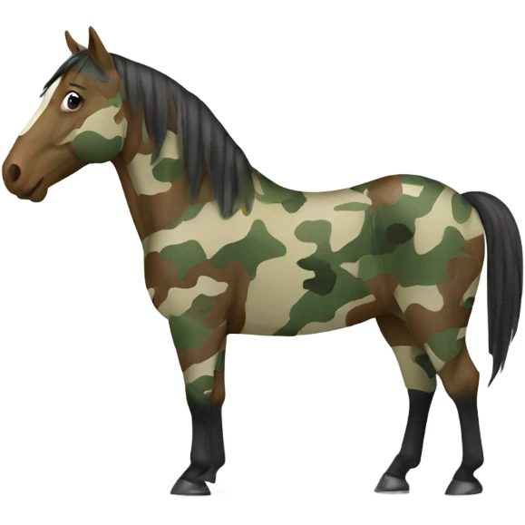 Horse wearing camouflage emoji