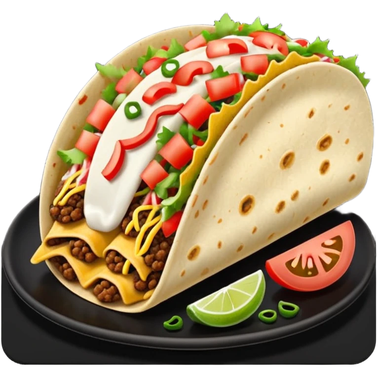 Taco on a black plate,nice  emoji