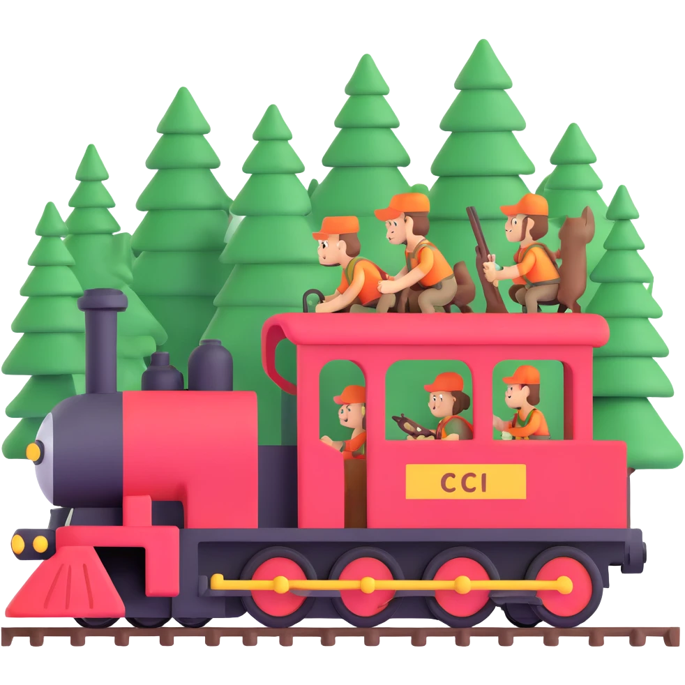 forest train with hunters emoji