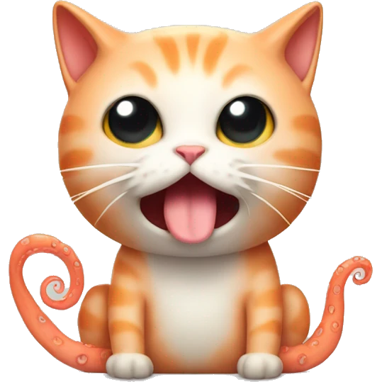 cat with peach color, pleading eye head with an octopus body  emoji