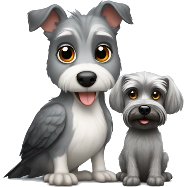 Kookaburra with a grey miniature Schnauzer dog  emoji