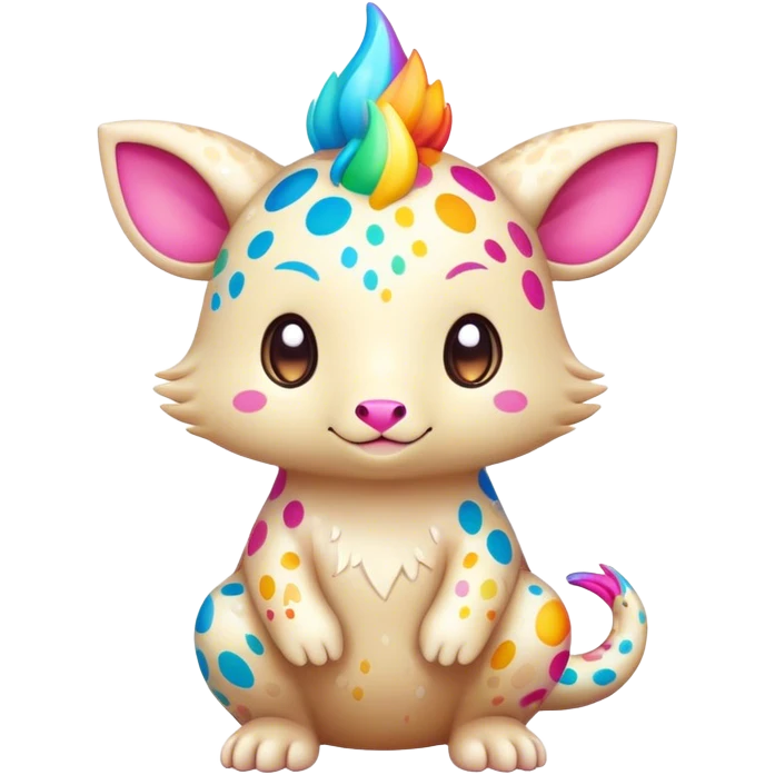 an cute kawaii vernid-fionbri with colorful splash patterns full body emoji