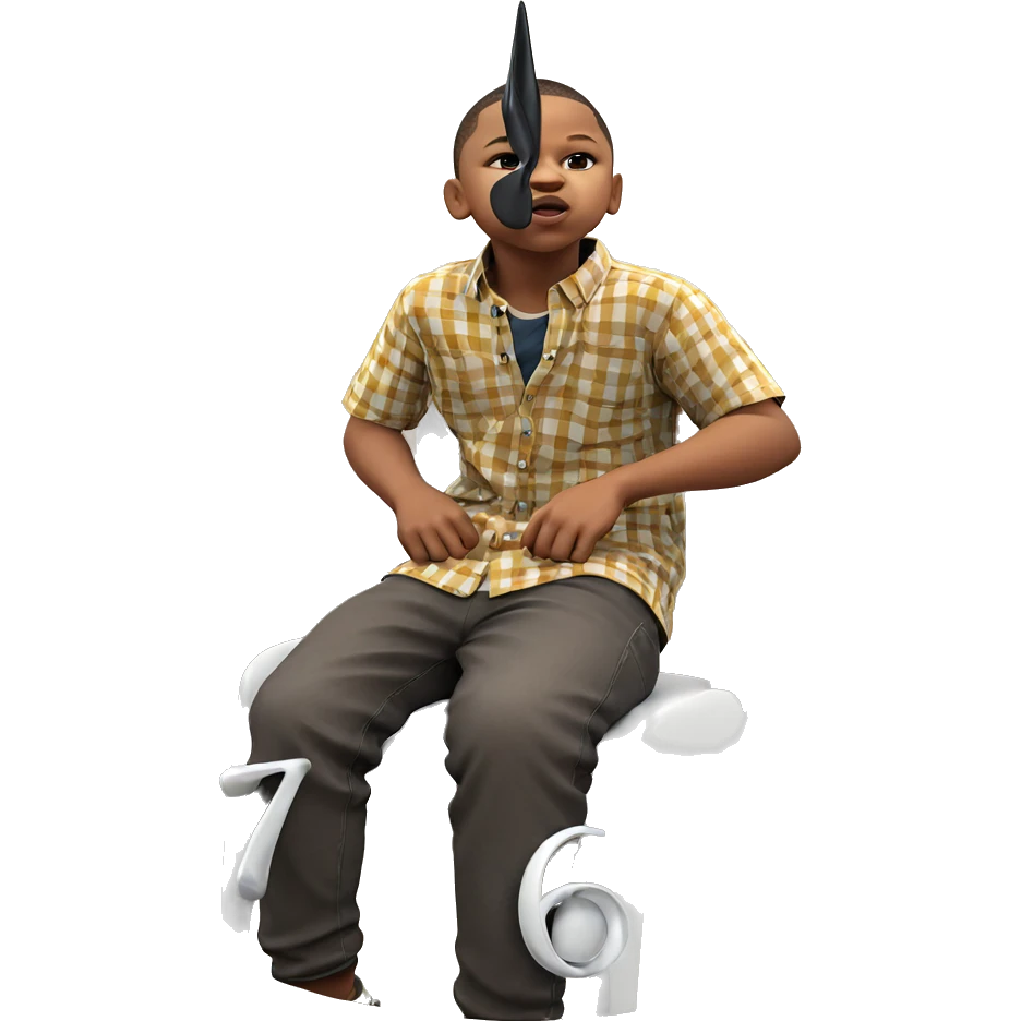 contemplative boy in chair emoji