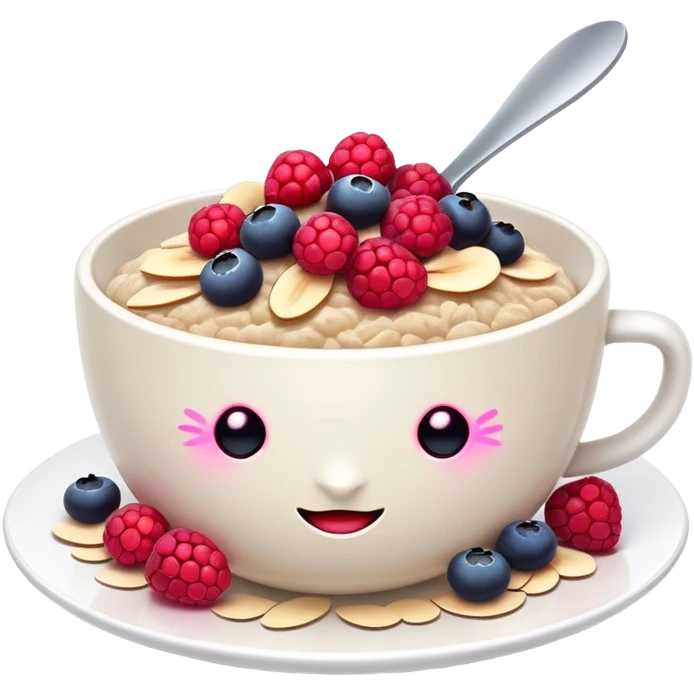 Cyber-style oatmeal with berries emoji