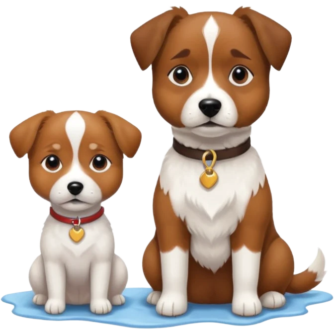 shizu-puddle mix dog sitting next to jack rassel dog emoji