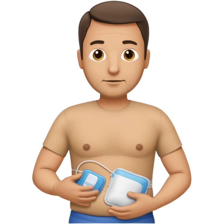 A man in his mid-40s with a stoma bag on his stomach. emoji