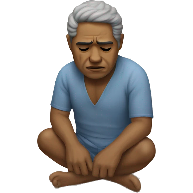 a peruvian man who is sad and crying, on the beach emoji