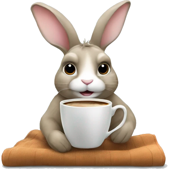 Rabbit with coffee and blanker emoji