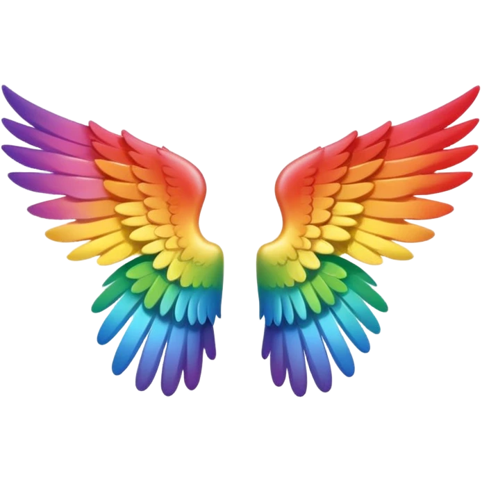 Simple small rainbow angel wings. Simple cute small left and right rainbow angel wings. Only wings. emoji