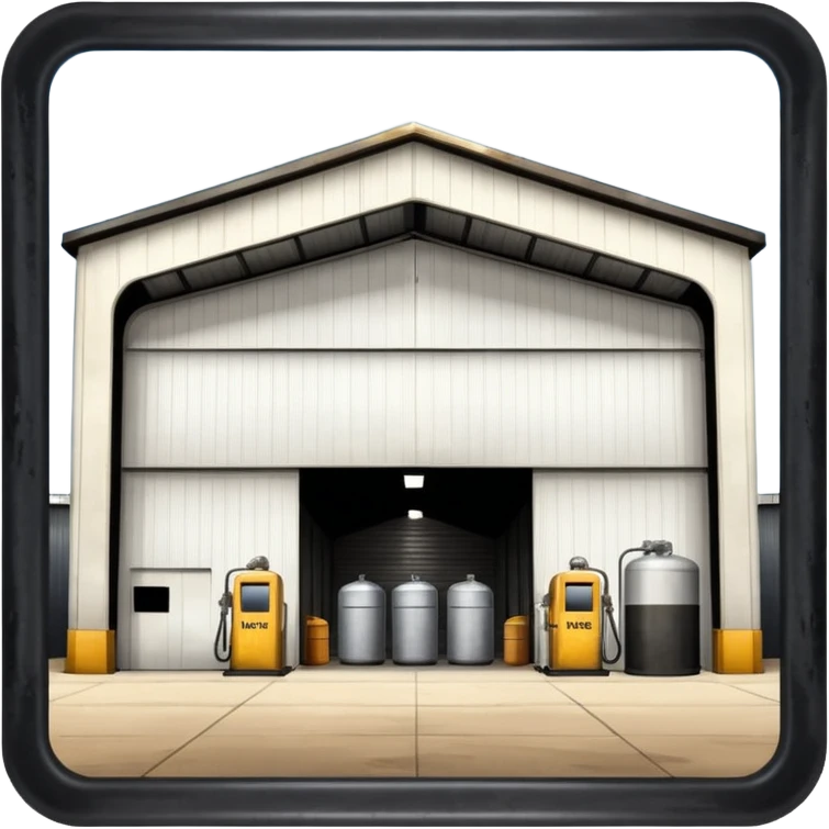 hangar, many fuel warehouse emoji